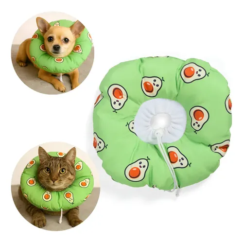 Collar Isabelino Inflable Tipo Dona para Perros y Gatos Estampada Talla S